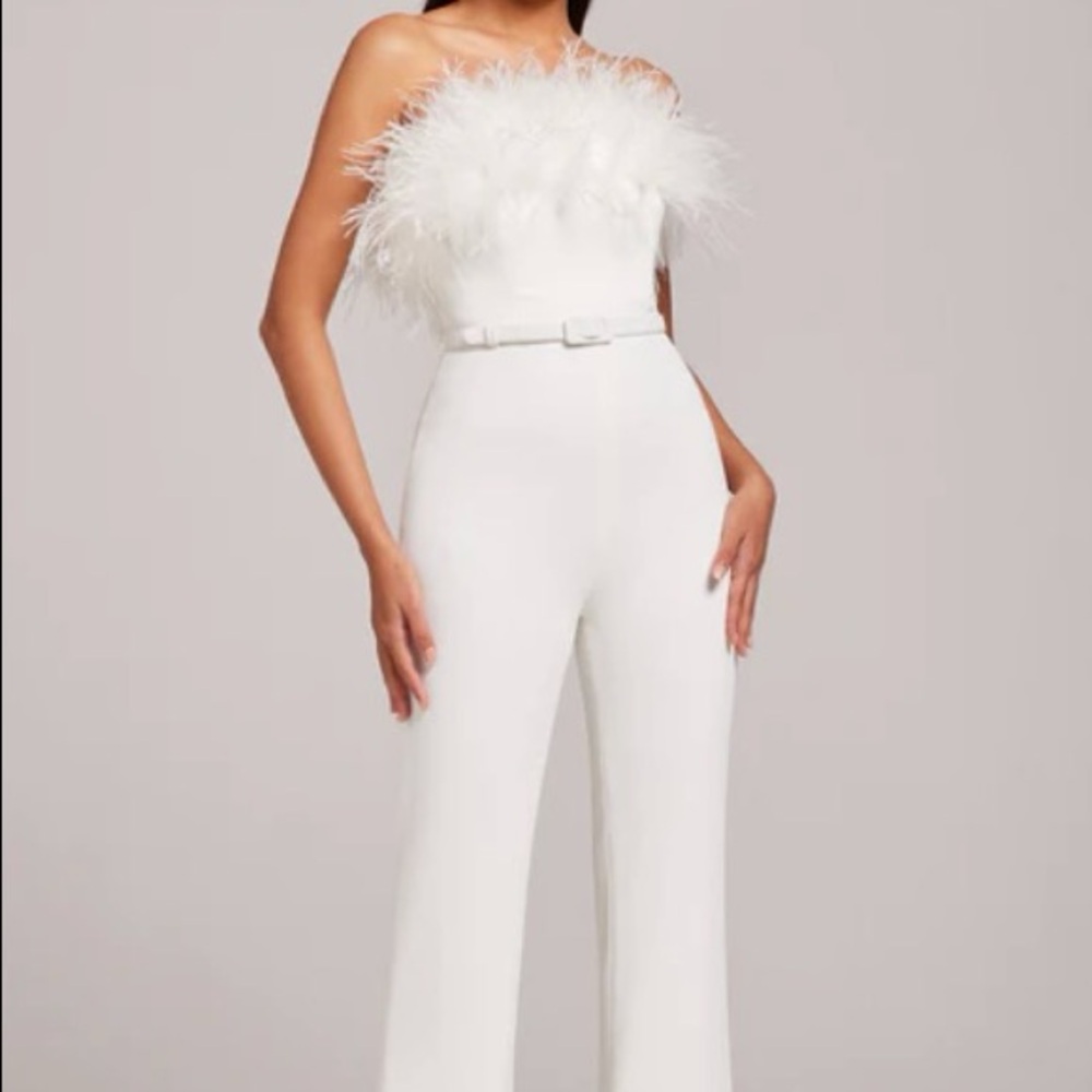 Nadine Merabi Colette White Jumpsuit